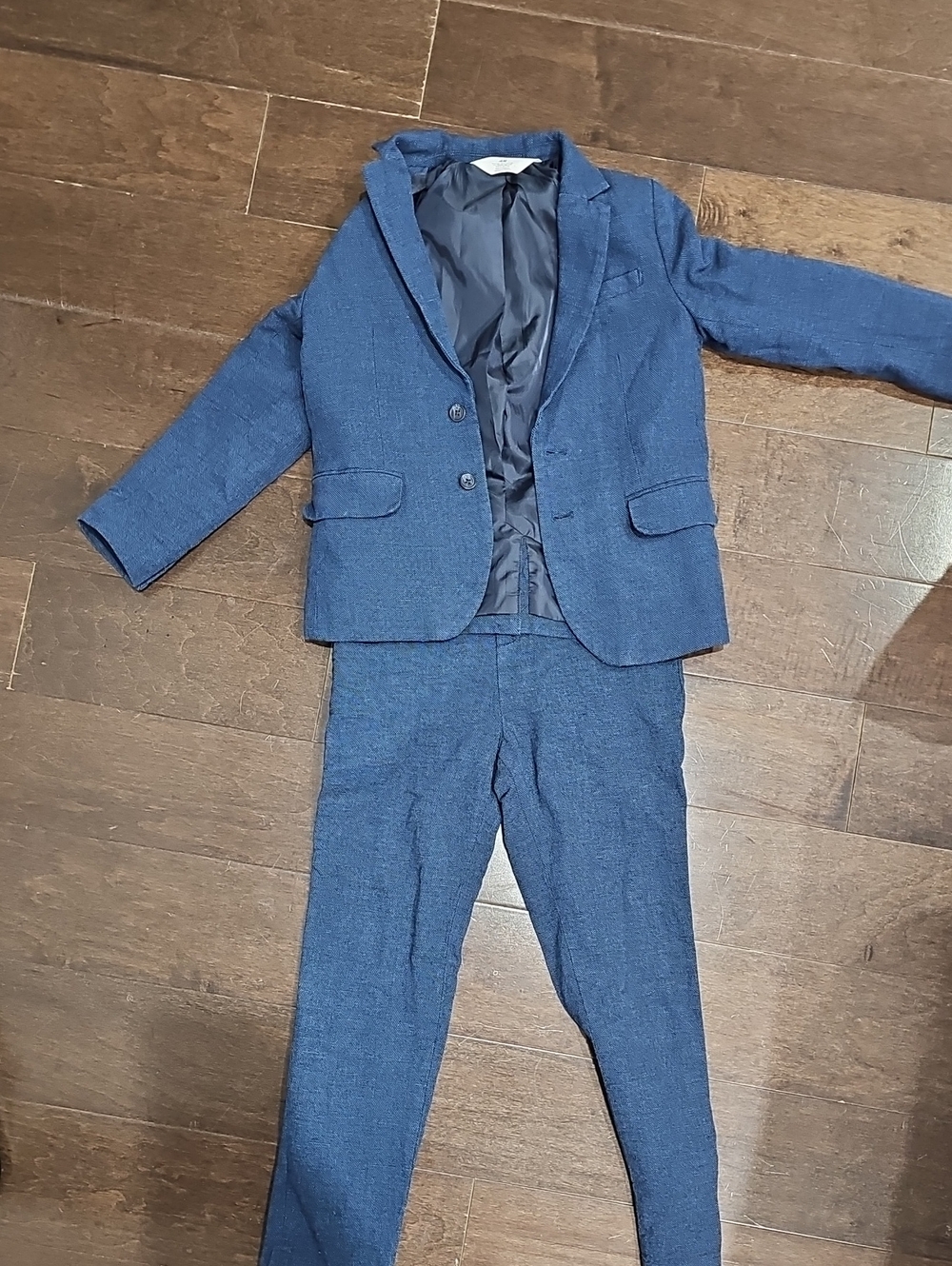 Kids H&M Blue Textured Two-Piece Suit Jacket and Pants